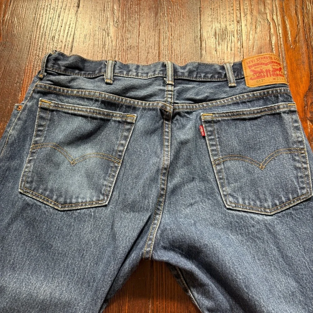 Levis 517 Jeans Mens‎ 38x30 Blue Dark Wash Bootcut Faded Whiskers Cowboy Western